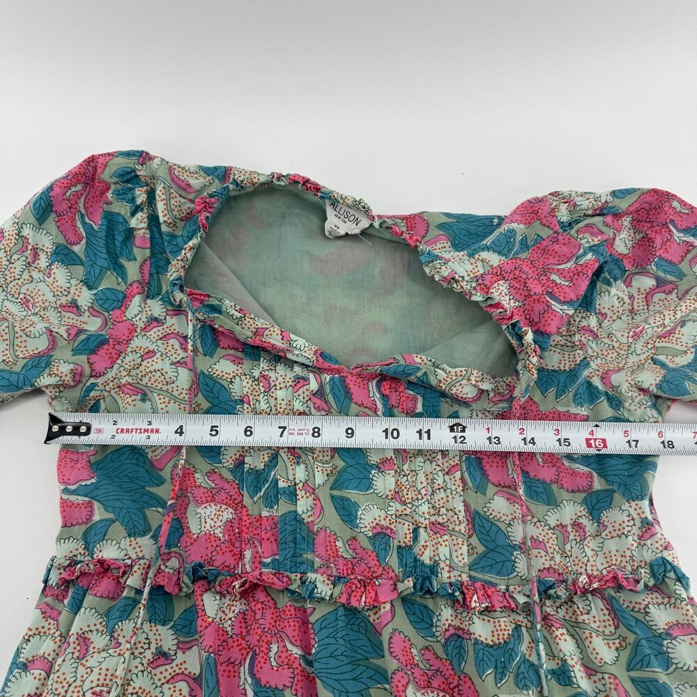 Allison New York Floral Tiered Mini Dress Size Small Puff Sleeves Cotton - Picture 7 of 7